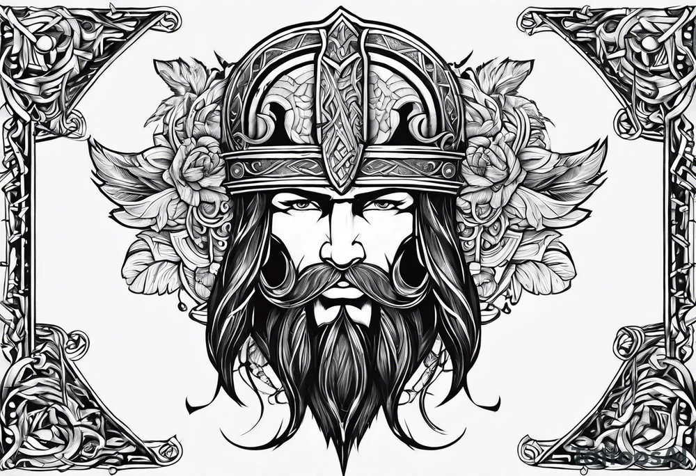 hombrera estilo medieval con rasgos vikingos tattoo idea