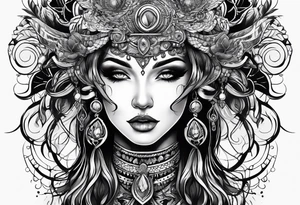 dark themed goddess tattoo idea