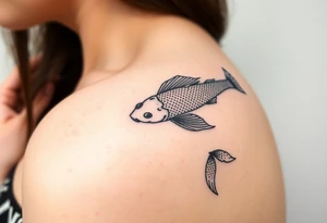 traditional koi fish swimming upstream through turbulent waves tattoo idea
