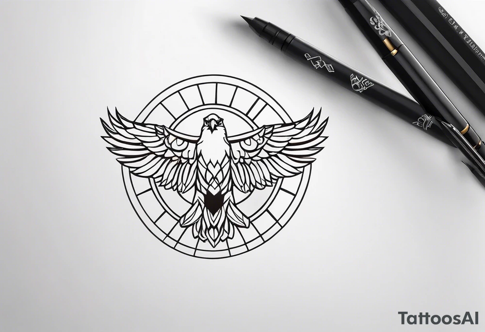 Very small tattoo of eagle and sun tattoo idea