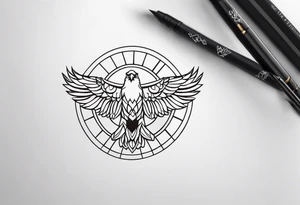 Very small tattoo of eagle and sun tattoo idea