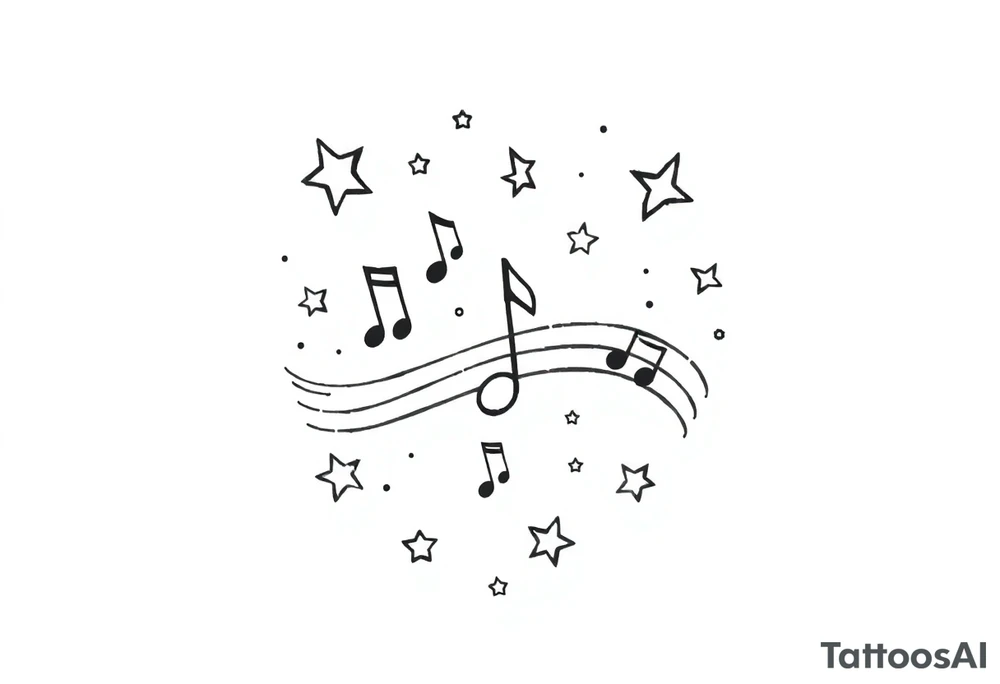 music notes and stars tattoo idea