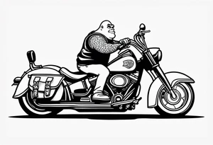 Shrek riding a Harley davidson tattoo idea