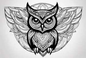 Simple black work owl tattoo idea