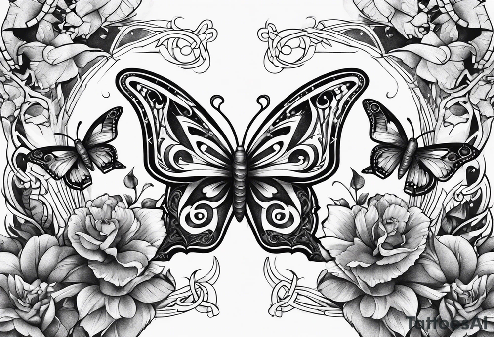 Butterflies surrounding a snake tattoo idea
