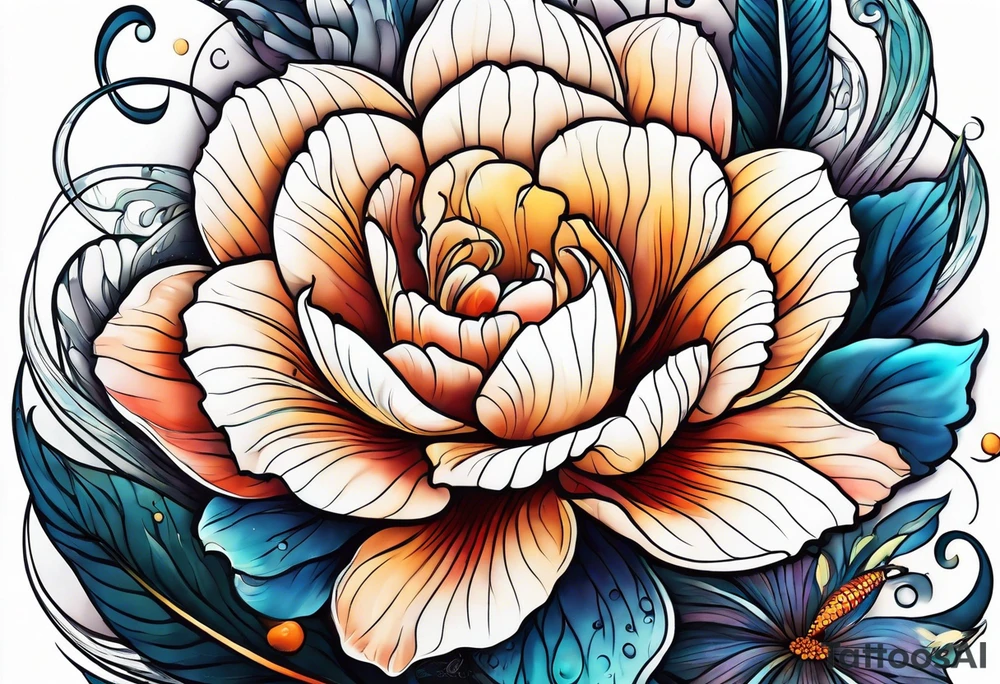 sea, flower tattoo idea