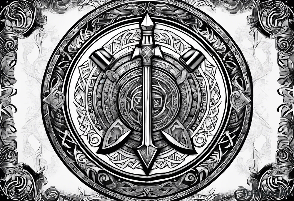 Valhalla round
shield axe sword valknut tattoo idea Valhalla round
shield axe sword valknut tattoo idea