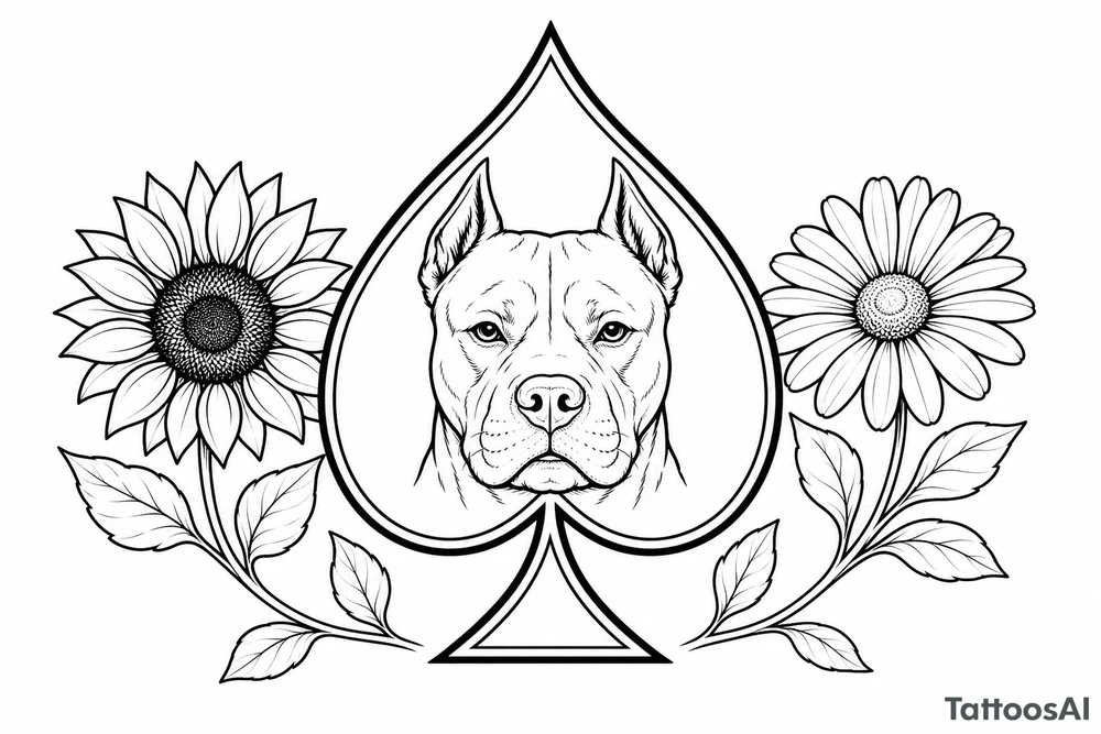 Bobby middle center inside the middle of the  with a sunflower and a daisy on each side of the spade very super extremely traceable to trace onto notebook paper, very super extremely easy and simple traceable tracing black and white outlining outline coloring pages very super extremely traceable to trace onto notebook paper tattoo idea