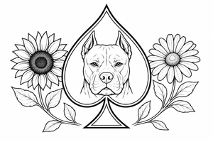 Bobby middle center inside the middle of the  with a sunflower and a daisy on each side of the spade very super extremely traceable to trace onto notebook paper, very super extremely easy and simple traceable tracing black and white outlining outline coloring pages very super extremely traceable to trace onto notebook paper tattoo idea