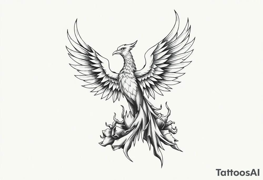 Phoenix rising from the ashes tattoo idea