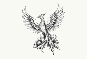 Phoenix rising from the ashes tattoo idea