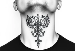 russian christian orthodox military neck design front facing tattoo idea