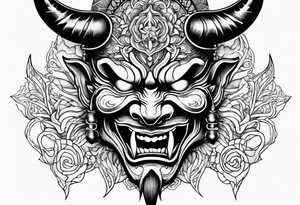 Japanese devil mask tattoo idea