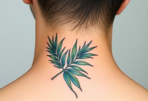 realistic large movement woven palm leaves tattoo idea