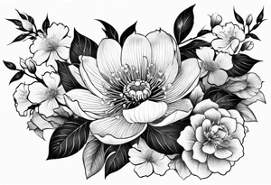 traditional Japanese flowers sleeve tattoo idea