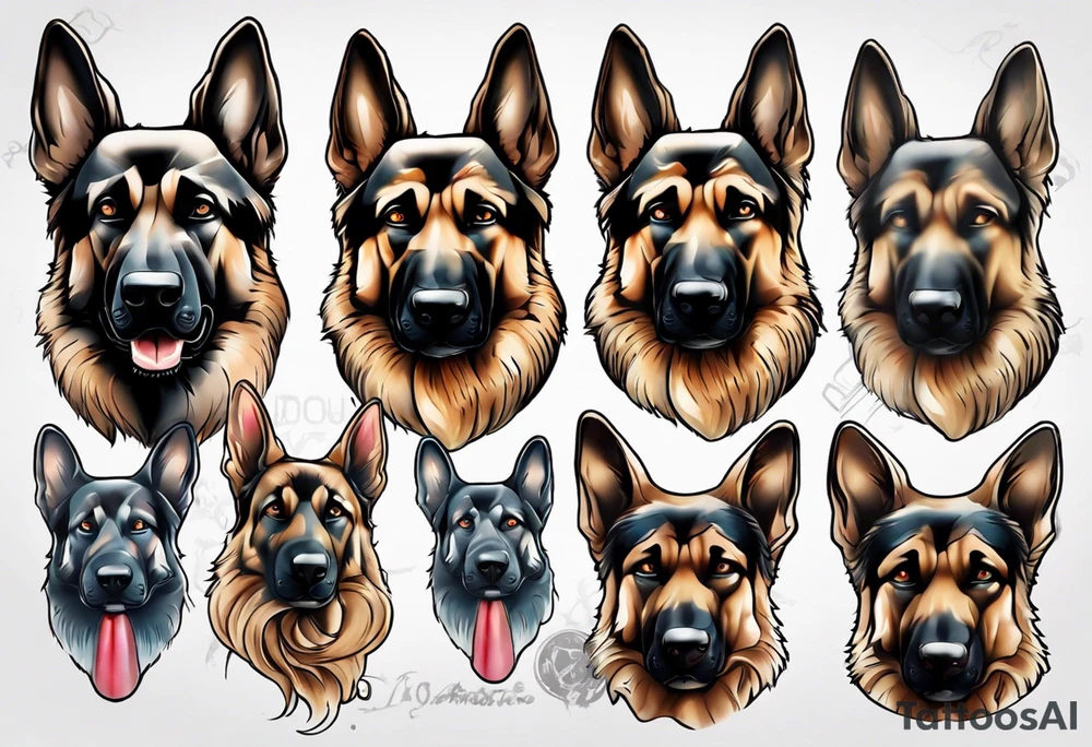 German shepherd portrait tattoo idea