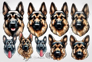 German shepherd portrait tattoo idea
