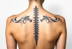 Spinal futuristic, full length, shoulders to lower back tattoo idea