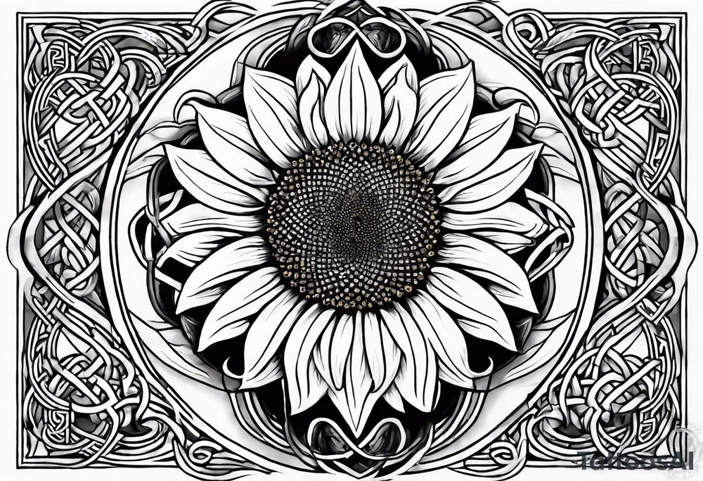 sunflower with a celtic dara knot center tattoo idea