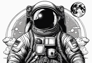 astronaut laying on a crescent moon tattoo idea
