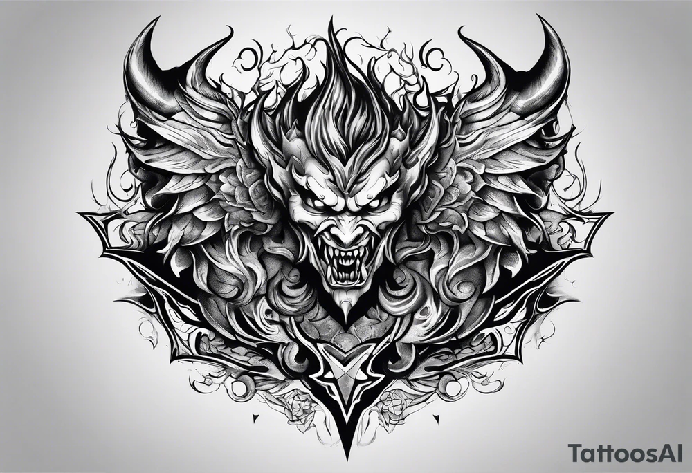 Demon attacking a boy tattoo idea