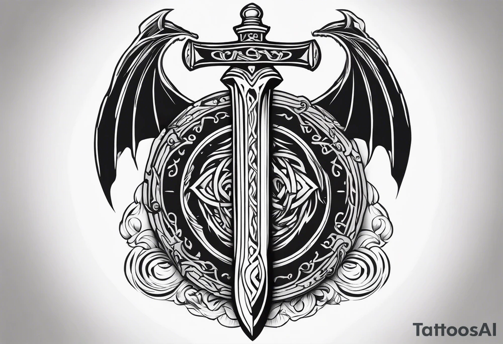 Valhalla sword shield dragon axe viking church tattoo idea Valhalla sword shield dragon axe viking church tattoo idea