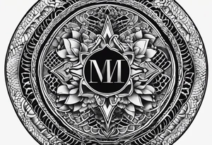 Patch of snake scales with roman numerals going verticals along edges tattoo idea