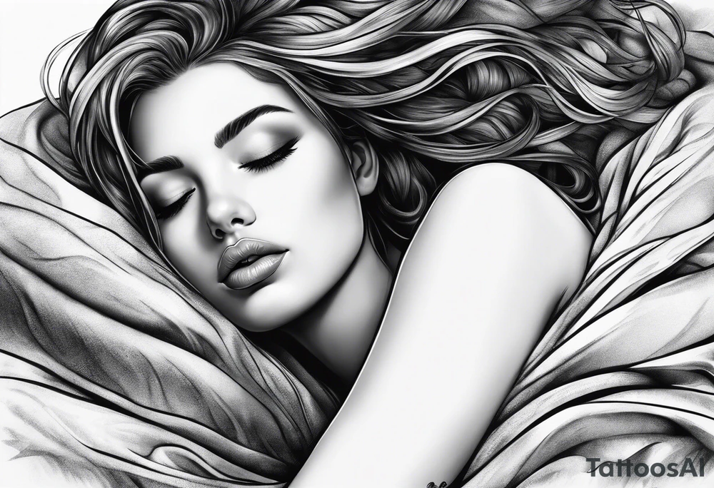 girl sleeping in a blank blanket 
full body tattoo idea