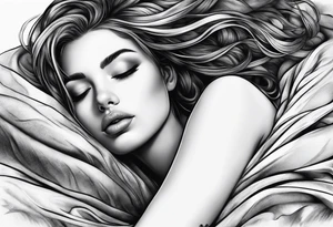 girl sleeping in a blank blanket 
full body tattoo idea