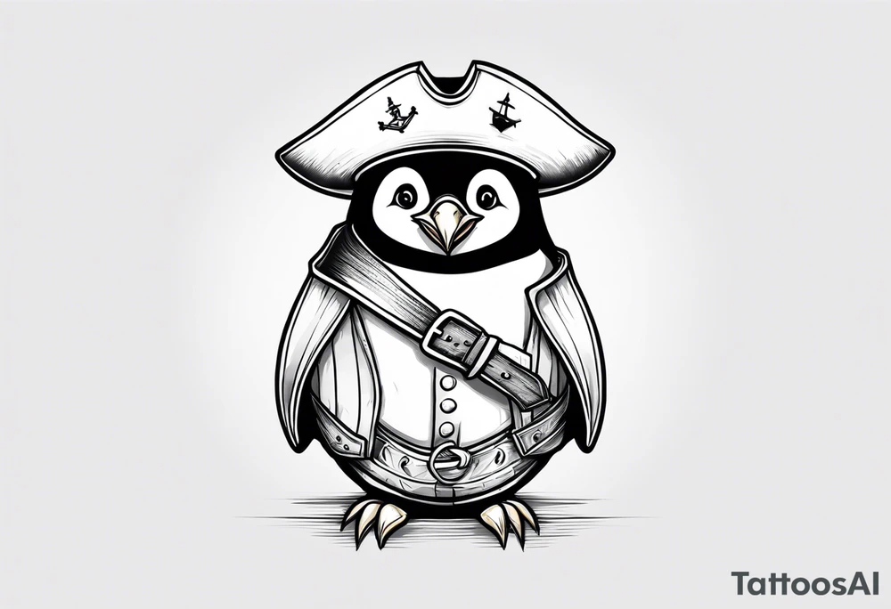 penguin dressed as a pirate tattoo idea
