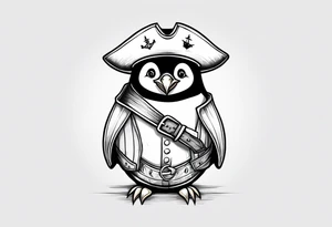 penguin dressed as a pirate tattoo idea