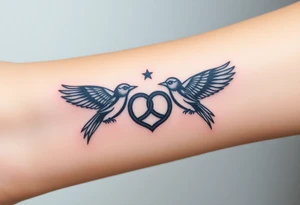 two birds, stars and infinity theme tattoo idea