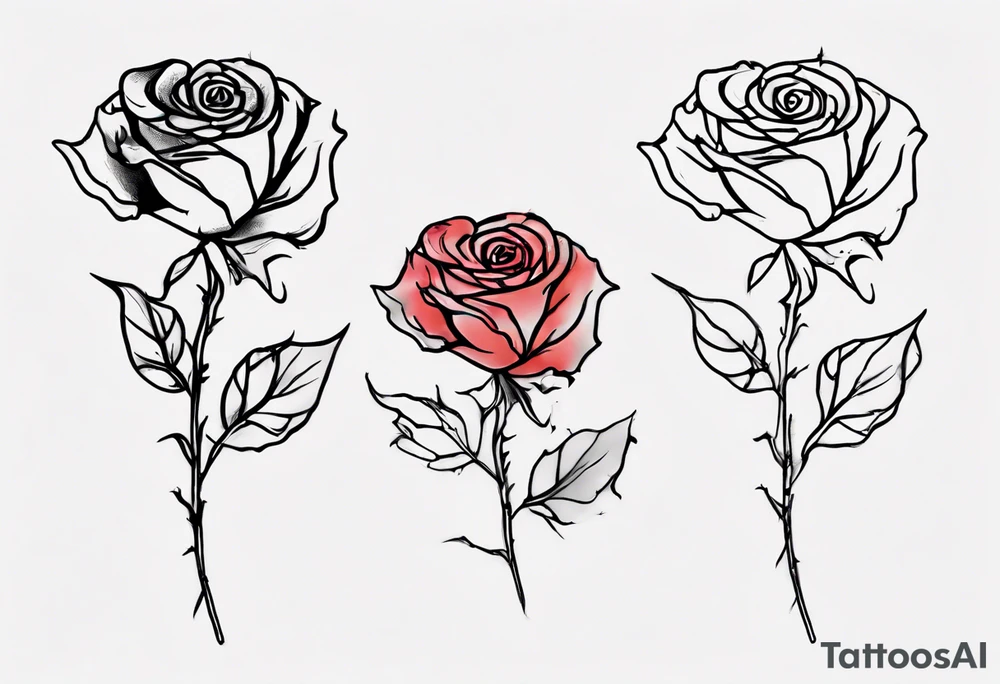 bleeding rose flower, one line tattoo idea