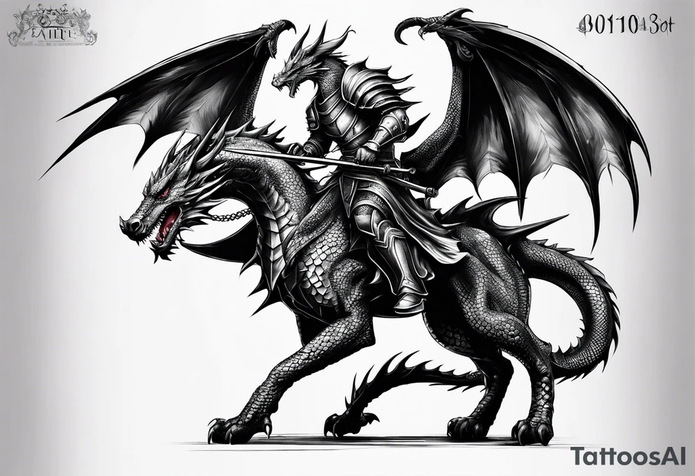 knight fighting dragon tattoo idea