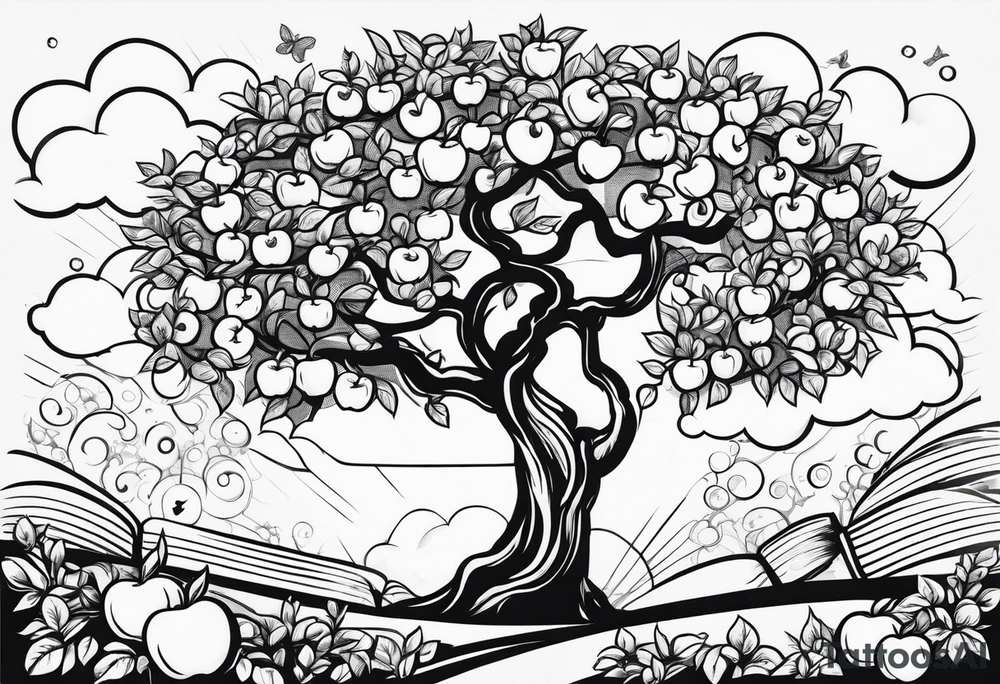 Apple tree  with  KAWA tattoo idea