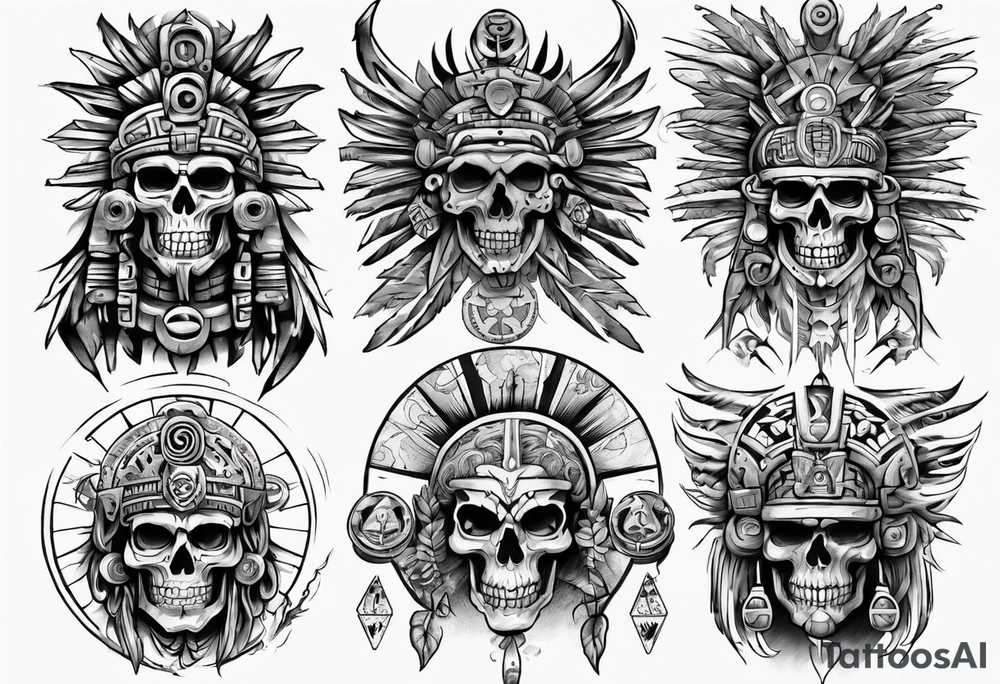 aztec death god overlooking the world tattoo idea