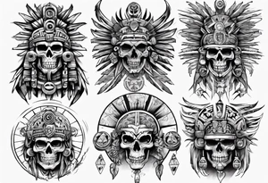aztec death god overlooking the world tattoo idea