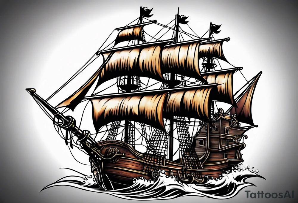 Ship pirate tattoo idea