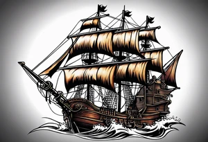Ship pirate tattoo idea