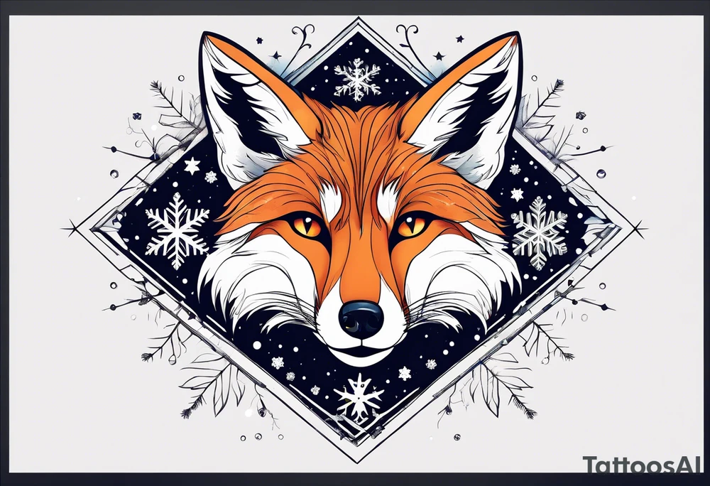 Constellation, animal fox , snowflake tattoo idea