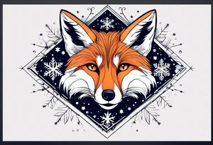 Constellation, animal fox , snowflake tattoo idea