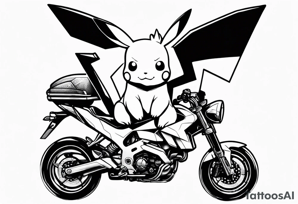 Pikachu riding on a puppy tattoo idea