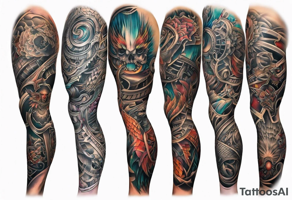 Biomechanicsl leg tattoo idea