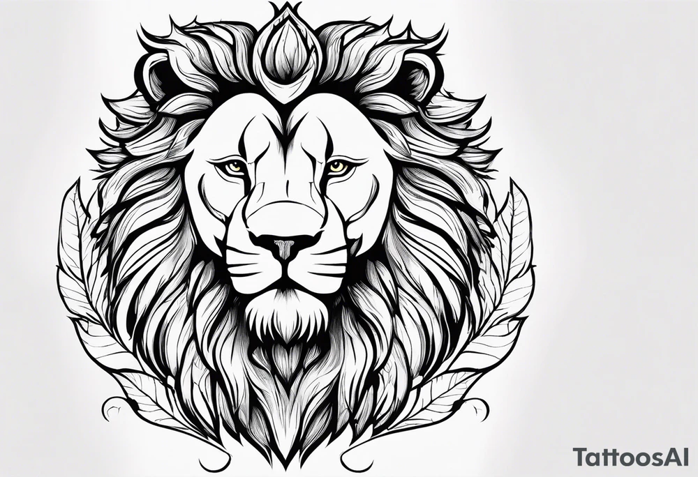 Lion of Judah: Below the crest, towards the wrist, add a stylized, regal Lion of Judah with piercing eyes, symbolizing the power and sovereignty of God. The lion could be subtly integrated with maple leaves or abstract waves that flow around the forearm, symbolizing God’s protection over your family.

The lion within the maple tree tattoo idea