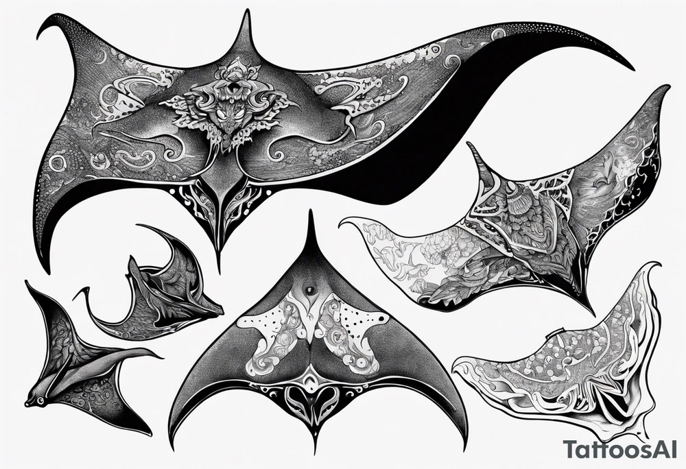 Manta ray in thai tattoo idea