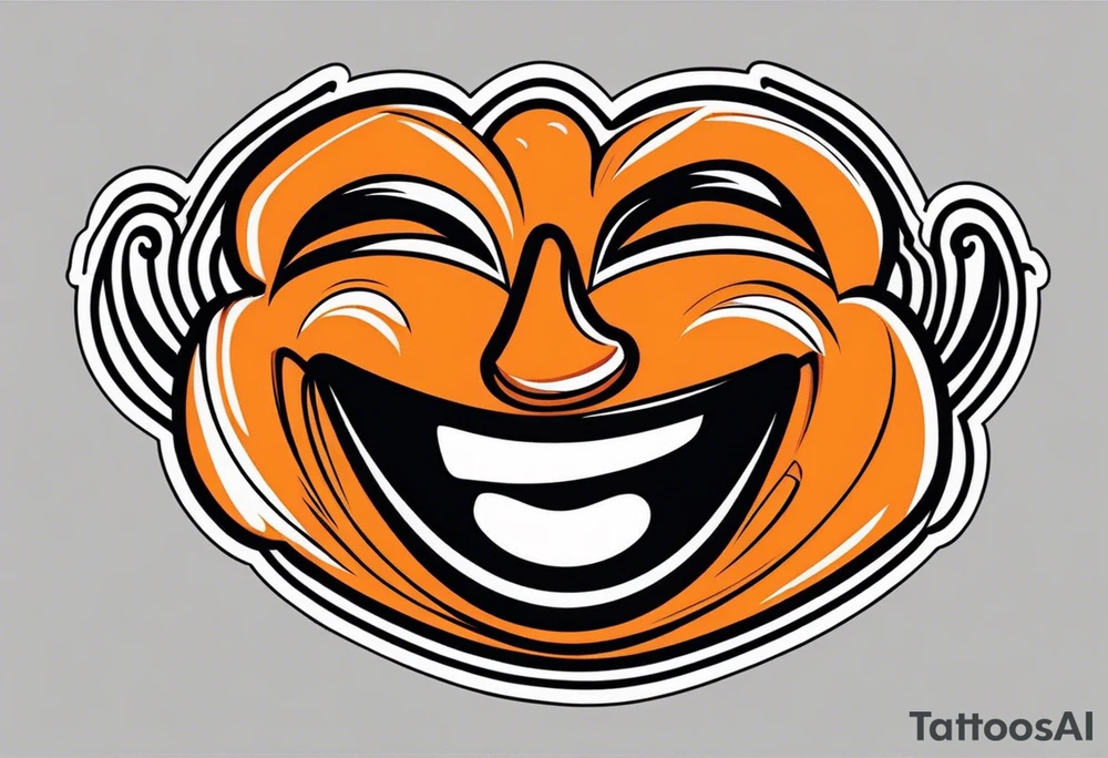 Laughing mask that is orange and black simplistic tattoo idea