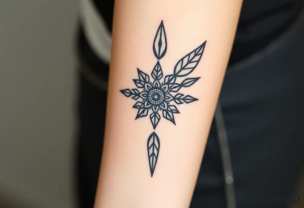 spiritual feather indian mandala shaman tattoo idea