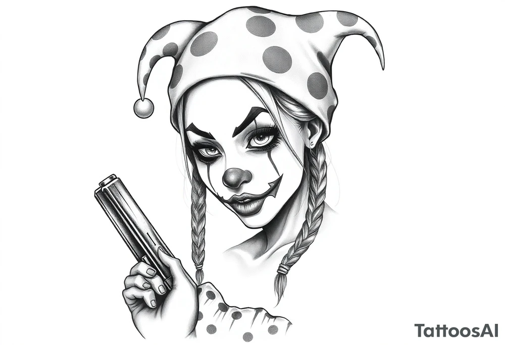 Payasa Clown Girl Gun Beanie tattoo idea