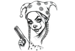 Payasa Clown Girl Gun Beanie tattoo idea