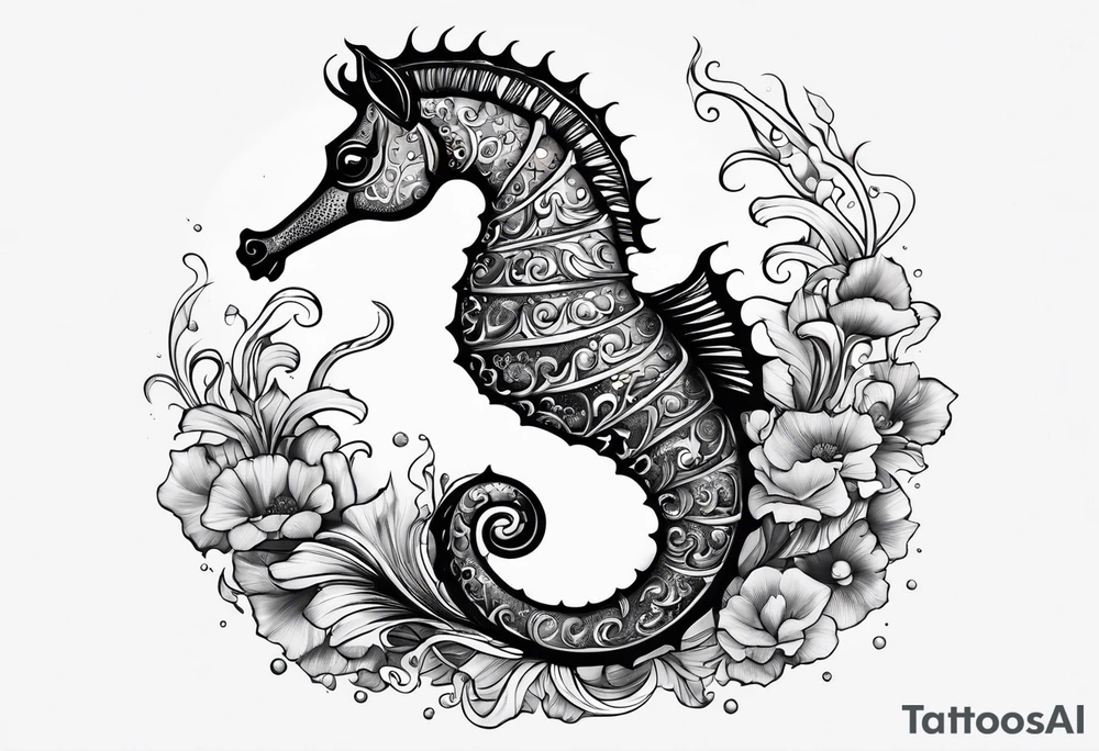 Under ocean seahorse tattoo idea